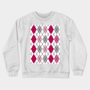 Argyle Magenta Dusty Pink Red Grey Plum Black Punk Rock Retro Crewneck Sweatshirt